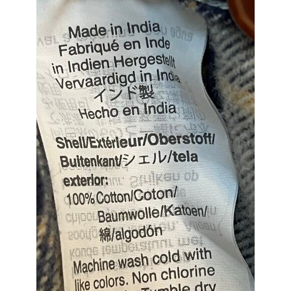 J. Crew Men’s Large Blue Yellow Plaid Slim Fit Flannel Long Sleeve Button Shirt - Picture 4 of 7